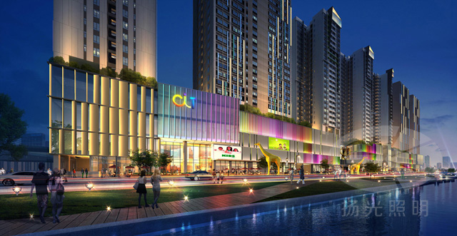 童夢廣場建筑夜景照明設計建筑外立面效果圖二
