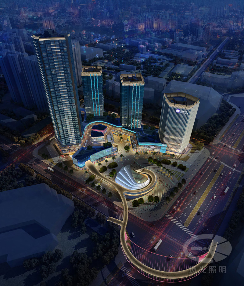 東莞豐華廣場(chǎng)泛光照明鳥(niǎo)瞰圖